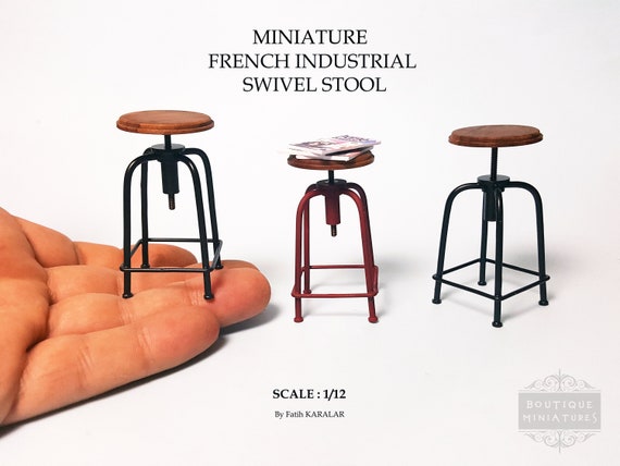 Miniature Swivel Stool, rotate stool, French Industrial, Scale 1/12
