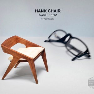 Miniature HANK CHAIR, Scale 1/12, Dollhouse furniture, Miniature furniture, Lounge chair, modern miniature