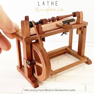 Miniature Lathe, miniature tool, Woodworking Lathe, miniature workshop atelier, Dollhouse tool, Carpenter, miniature bench 1:12