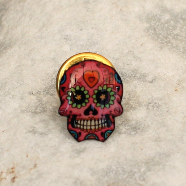 Pins tête de mort mexicaine rose