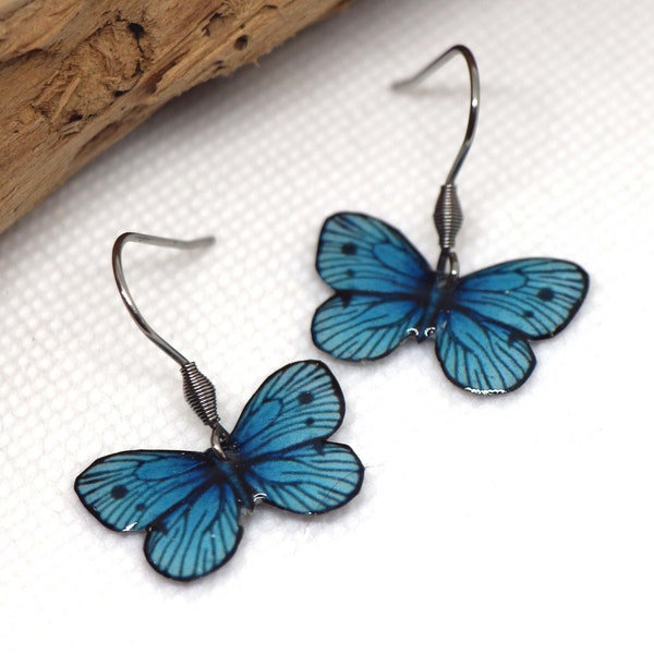 Boucles d'oreilles papillons bleus