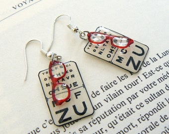Reading test earrings and glasses, fun jewel