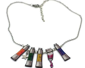 artist necklace oil painting tubes