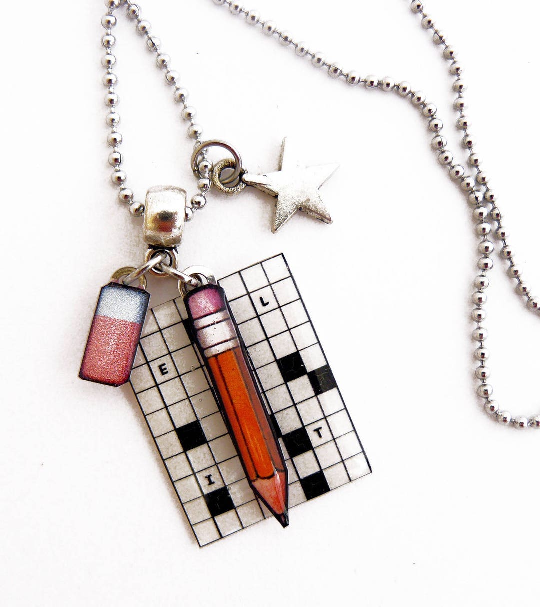 Pendant long Live the Crossword Etsy