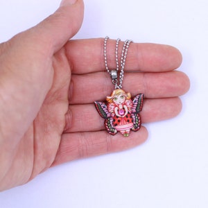 Pendentif petite fée papillon rose zdjęcie 2