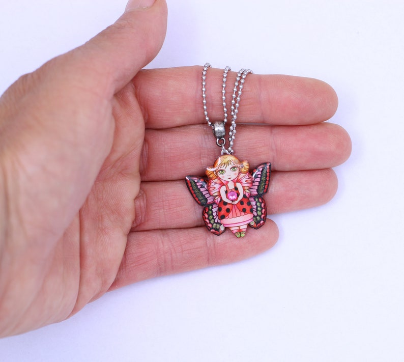 Pendentif petite fée papillon rose zdjęcie 2