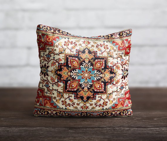 Persian Carpet Pillow Morocco Pillowcase Red Rug Cushion Cover Etsy
