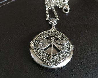 Dragonfly necklace, dragonfly locket, dragonfly gift, keepsake necklace