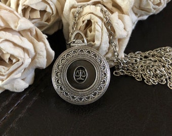 Lawyer locket, law school gift, lawyer gift,Scales of justice jewelry, paralegal judge gift,Attorney, judge, four photo locket,