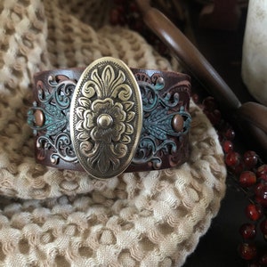 Cowgirl leather bracelet cuff, cowgirl bracelet, leather cuff, southwestern bracelet, chunky bracelet, western jewelry