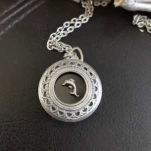 Dolphin locket, dolphin gift, dolphin jewelry, four photo locket, dolphin family photo locket, multiple photo locket, nautical jewelry