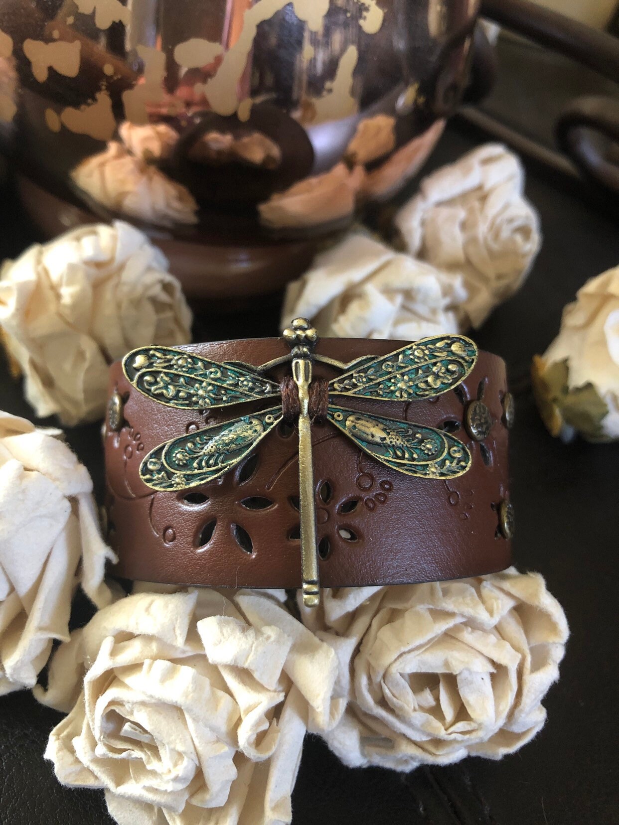 Lisa Devlin Designs Dragonfly Leather Cuff main image 1