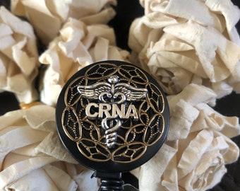 CRNA badge reel, CRNA gift, badge clip, certified registered nurse anesthetist, CRNA, badge clip,retractable badge reel