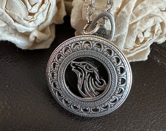 Wolf locket, wolf jewelry, family photo locket, four photo locket, wolf lover