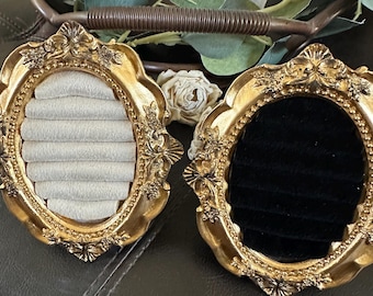 Vintage Style Gold Resin Ring Holder Frame, earring tray