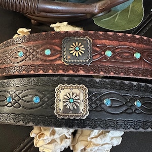 bracelet leather cuff, cowgirl bracelet, western bracelet, western jewelry, cowgirl jewelry, chunky bracelet, concho leather bracelet image 3