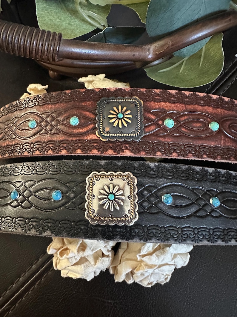 bracelet leather cuff, cowgirl bracelet, western bracelet, western jewelry, cowgirl jewelry, chunky bracelet, concho leather bracelet image 3