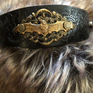 Bat bracelet leather cuff, bat gift, bat jewelry, gothic gift, Halloween, gothic cuff, leather bracelet, gothic bracelet, chunky bracelet image 6