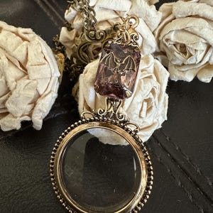 Bat necklace, magnifying glass necklace, reading magnifier, magnifying necklace, Magnifier necklace, necklace with magnifying glass lens