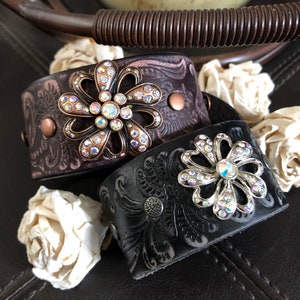 Rhinestone Flower Cuff Bracelet - Etsy display picture 3