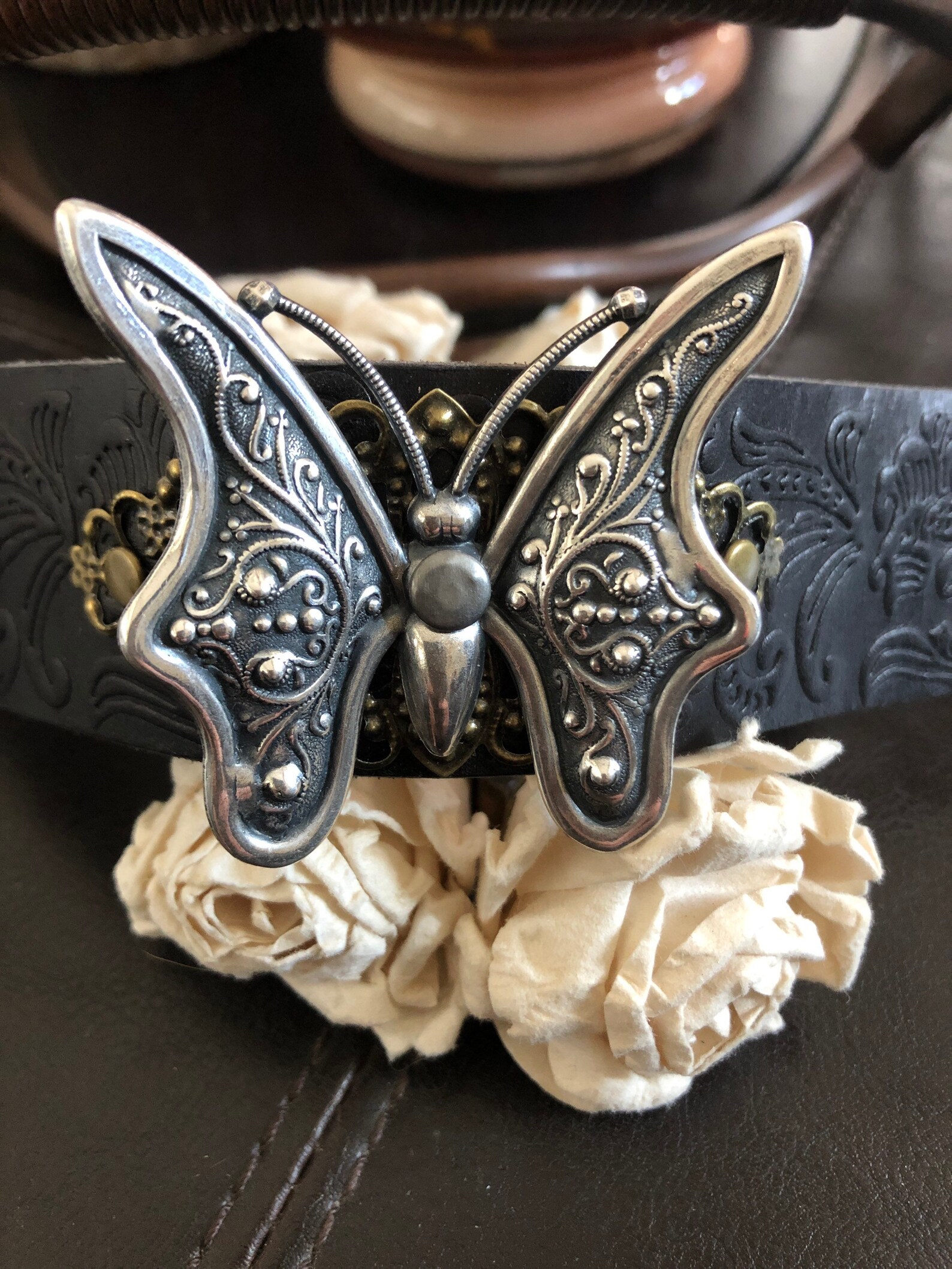 Butterfly bracelet leather cuff butterfly gift butterfly Etsy