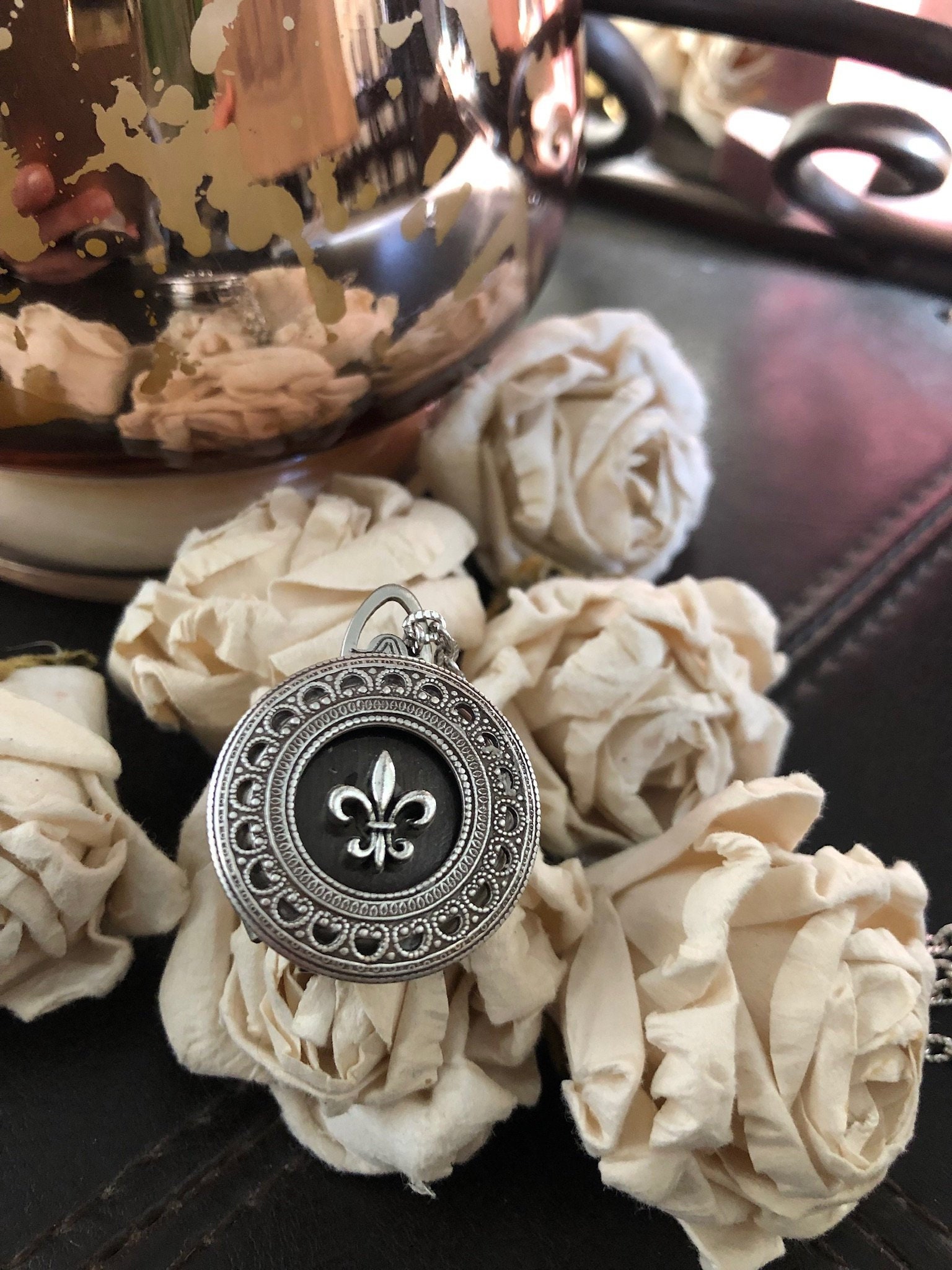 LV Gold Fleur De Lis Hardware Necklace – Little Paris Collective