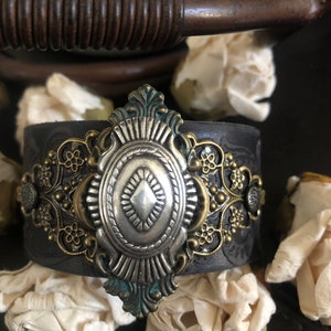 Western leather bracelet cuff, cowgirl gift, cowgirl bracelet, leather cuff, southwestern bracelet, chunky bracelet, western jewelry