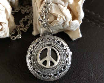 Peace sign locket, wild child locket necklace, Peace sign gift, peace jewelry,hippie necklace,keepsake necklace,photo locket,keychain locket