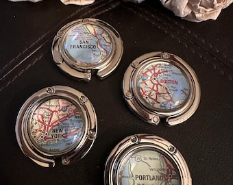 Personalized purse hook, map purse hook for table, purse holder, purse hanger, table purse hook, bag hook, bag holder, table purse hook