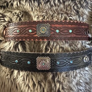 bracelet leather cuff, cowgirl bracelet, western bracelet, western jewelry, cowgirl jewelry, chunky bracelet, concho leather bracelet image 6