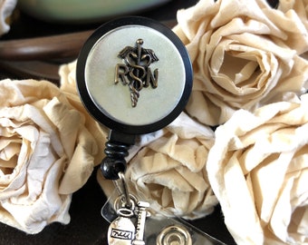 Nurse badge reel, nurse gift, male nurse badge reel, rn badge reel, men's retractable badge clip, murse retractable badge reel, Id clip