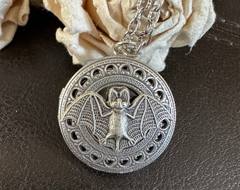 Bat locket, bat gifts, bat jewelry, gothic locket, memory jewelry,bat necklace, keepsake jewelry,