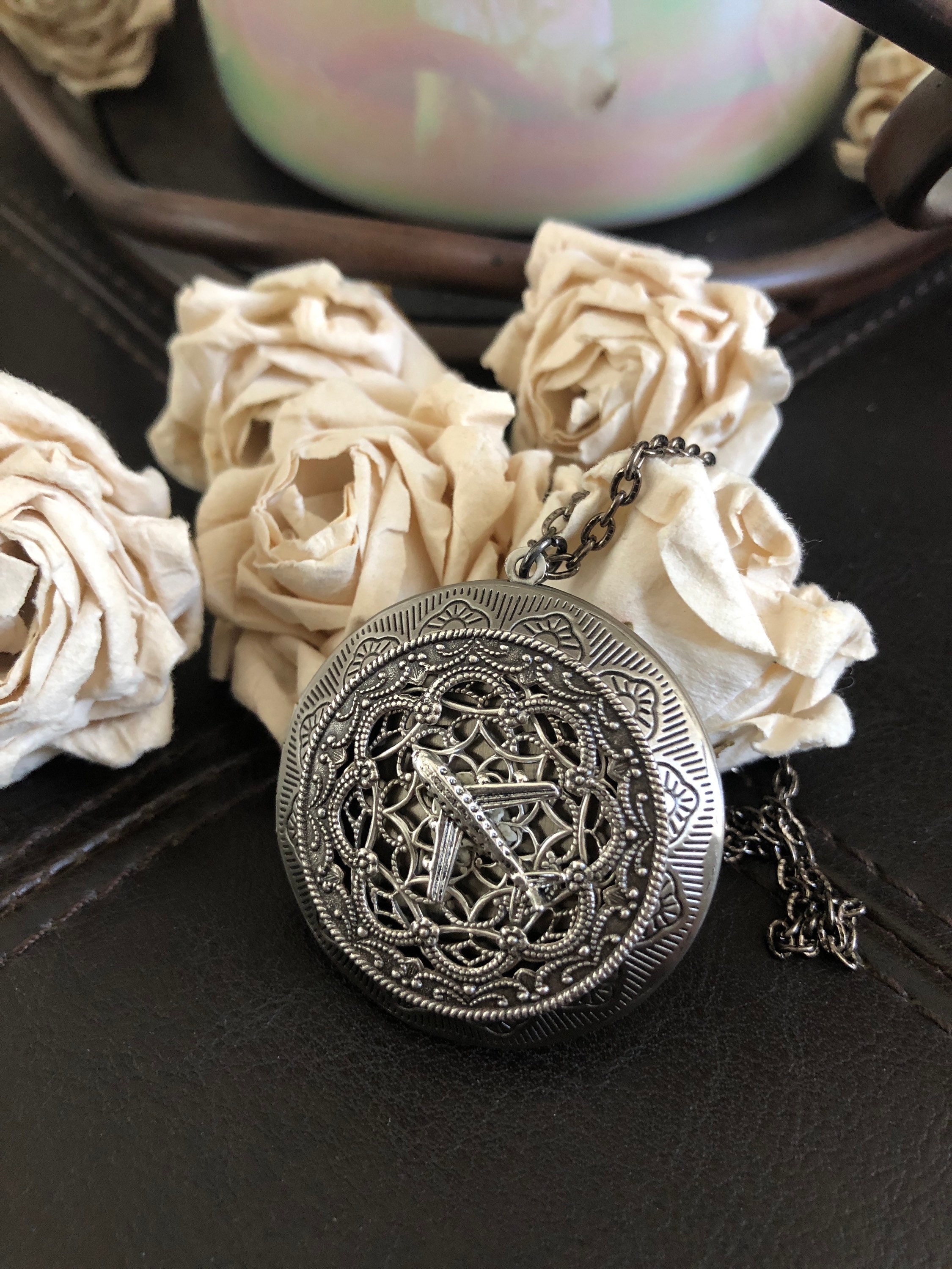 Gorgeous Antique Silver Plane Locket