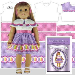Kit "vestito da coniglietto pasquale" da 18 pollici - Facile da cucire - Vestito + mantello - Adatto alla bambola da 18 pollici mostrata + simile - Pannello in tessuto + finiture + guida al cucito