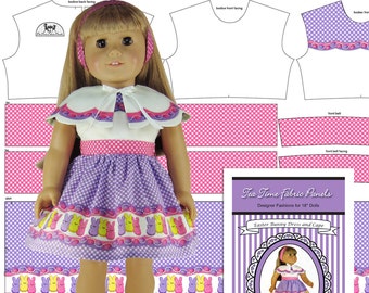 18 inch "Easter Bunny Outfit" Kit - Easy To Sew - Dress+Cape- Fits 18" Doll Shown+Similar- Fabric Panel+Trims+Sewing Guide
