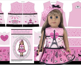 SPRING SALE! 18 inch I Love Paris Kit To Sew - Dress+Purse+Beret - Fits Doll Shown & Similar 18" Doll Bodies - Fabric+Trims Sewing Guide
