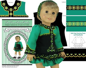 18 inch Irish Step Dancing Kit To Sew - Fits Doll Shown & Similar 18 inch  Doll Bodies - Fabric Panel+Trims+Illustrated Sewing Guide Booklet
