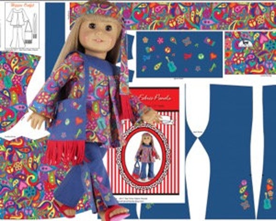 Vintage Americana 18/" Doll dress Panel 100/% Cotton Fabric Per Panel