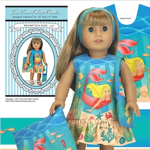 18 inch Mermaid Cove Outfit Kit To Sew - Kleid+Tasche+Kissen + Stoffteil für die Abgebildete & ähnliche 18"Puppe - Stoffteil+Kurzwaren+Nähanleitung