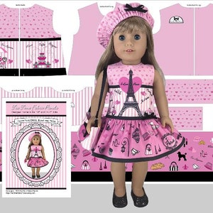 18 inch "I Love Paris" Kit To Sew - Dress+Purse+Beret - Fits Doll Shown & Similar 18" Dolls - Fabric+Trims+Illustrated Sewing Guide Booklet image 8