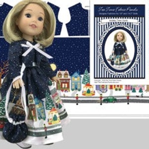 "14 inch Satin ""Holiday Town"" Kit zum nähen - Kleid + Jacke + Geldbörse - passend für 14 - 14.5 inch Puppen - Stoff + Borte + Nähanleitung."