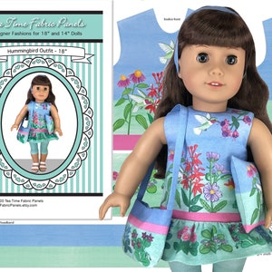 SPRING SALE! 18 inch Hummingbird Kit To Sew - Tunic+Capris+Purse -Fits Doll Shown & Similar 18 inch Bodies - Fabric Panel+Trims+Sewing Guide