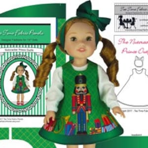 14  inch Nutcracker Kit To Sew - Fits 14.5 inch Doll Shown and Similar 14 inch Dolls - Fabric Panel+Notions+Illustrated Sewing Guide Booklet
