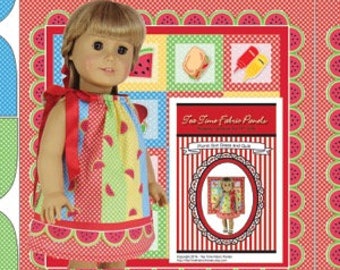 18 inch Picnic Quilt & Sundress Kit To Sew - Fits Doll Shown and Similar 18” Doll Bodies - Fabric Panel+Trims+Sewing and Quilting Guide