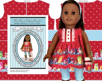 18 inch Let's Make Jelly Kit To Sew - Tunic+Capris+Purse - Fits 18" Doll Shown & Similar Dolls - Fabric Panel+Trims+Sewing Guide