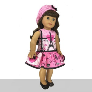 18 inch "I Love Paris" Kit To Sew - Dress+Purse+Beret - Fits Doll Shown & Similar 18" Dolls - Fabric+Trims+Illustrated Sewing Guide Booklet image 5