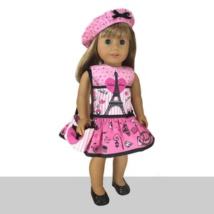 18 inch "I Love Paris" Kit To Sew - Dress+Purse+Beret - Fits Doll Shown & Similar 18" Dolls - Fabric+Trims+Illustrated Sewing Guide Booklet image 4