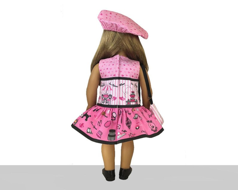 18 inch "I Love Paris" Kit To Sew - Dress+Purse+Beret - Fits Doll Shown & Similar 18" Dolls - Fabric+Trims+Illustrated Sewing Guide Booklet image 6