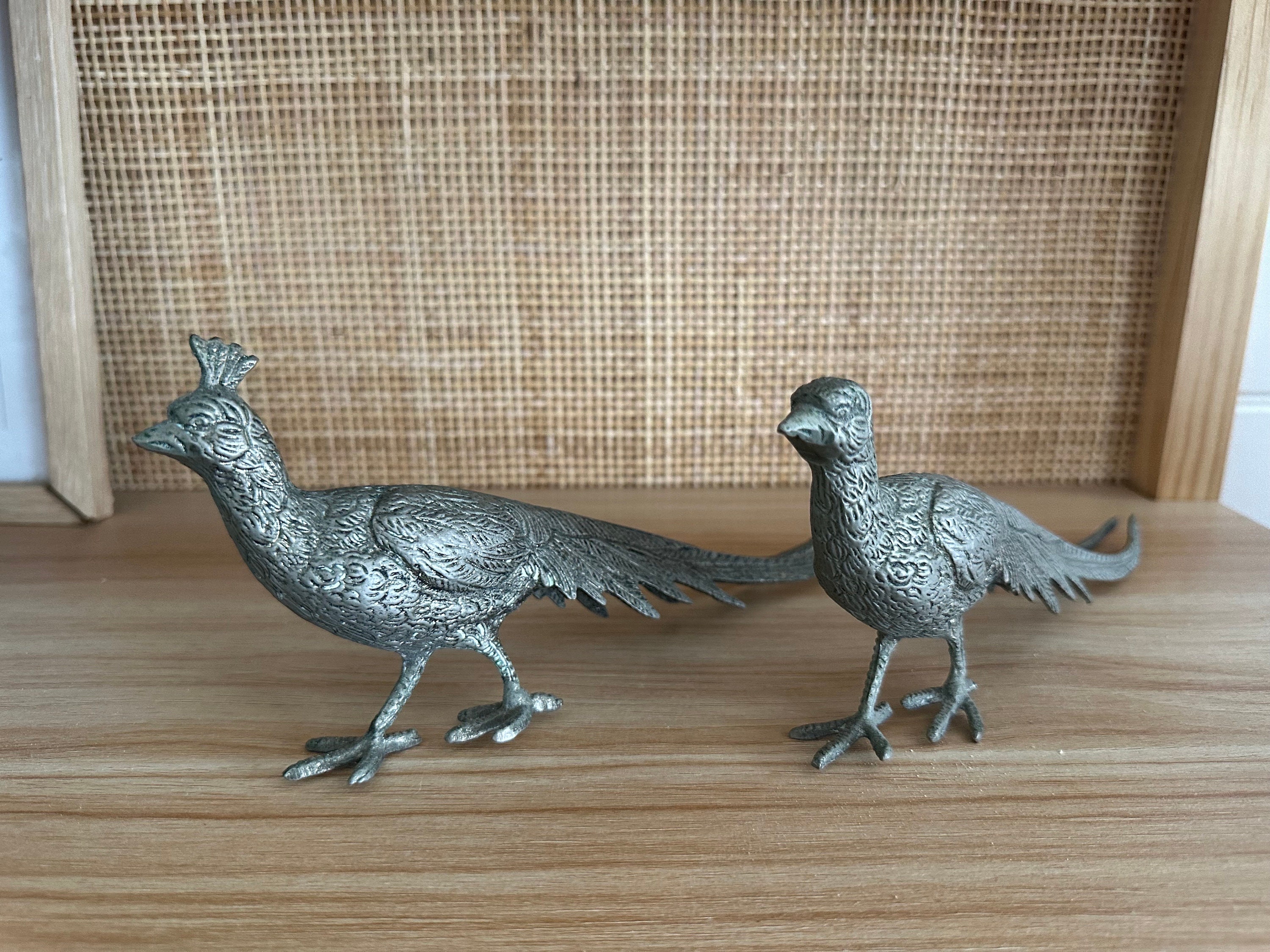 Silver peacock figurines - Etsy 日本