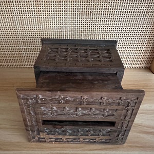 Vintage wooden carved cigarette dispenser